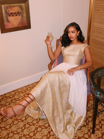 Metallic Gold Bodice Gown Beautiful Habesha Kemis