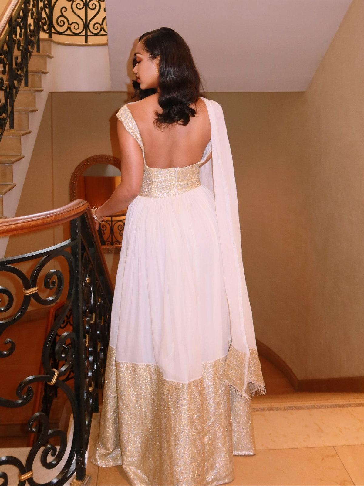 Opulent Metallic Gold Bodice Habesha Dress Boat Neck Sleeveless Handwoven Ethiopian Clothing 1206