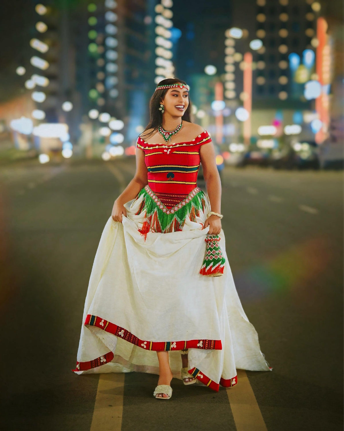 Off-the-Shoulder Oromo Traditional Dress Beautiful Oromo Dress