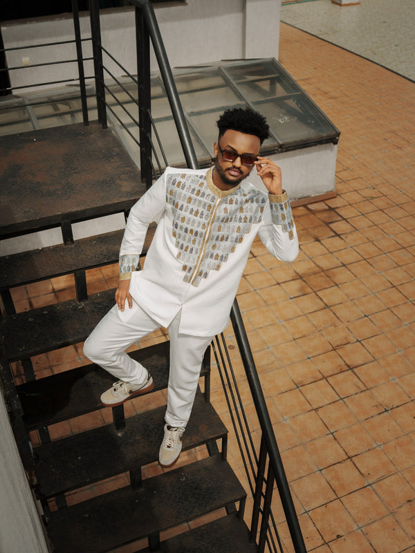 Silver & Gold Embroidered habesha men shirt Handloomed habesha cloth