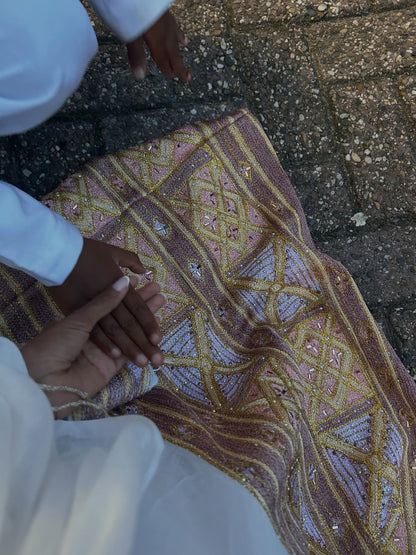 Imperial Gold & Lavender Diamond Lattice Matching Couple's Set Ethiopian Couples Traditional Wear 1262