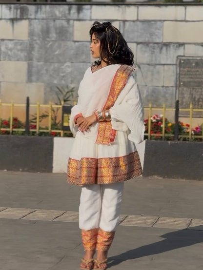 Ethiopian dress Crimson & Terracotta Terracotta Tapestry Bishop-Sleeve Tunic & Trouser Set Habesha dress 1353