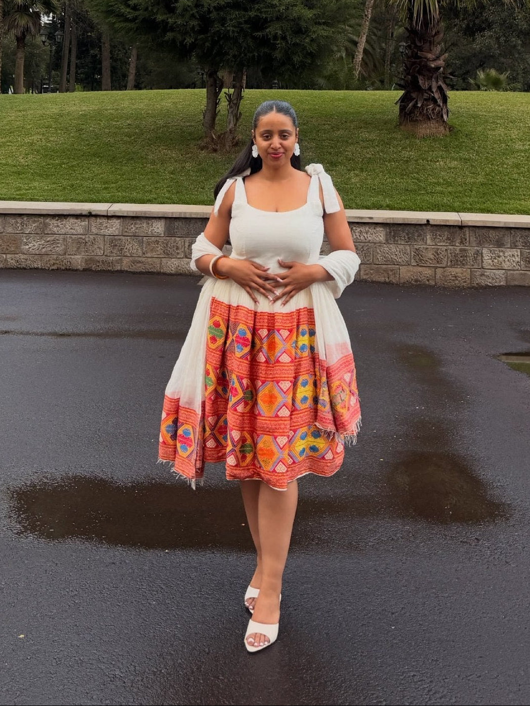 Vibrant Knee-Length Habesha Traditional Dress & Unique Ethiopian Traditional Dress   