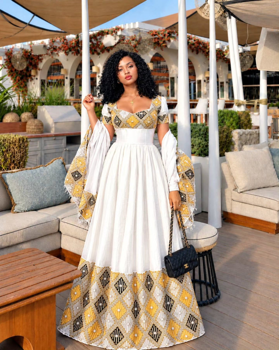 Order AI-Generated Habesha Kemis Online Mustard Gold & Black Ethiopian ...