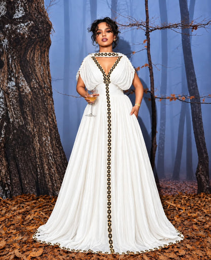 Order AI-Generated Habesha Kemis Online Choker Neckline Black & Gold Ethiopian Traditional Dress