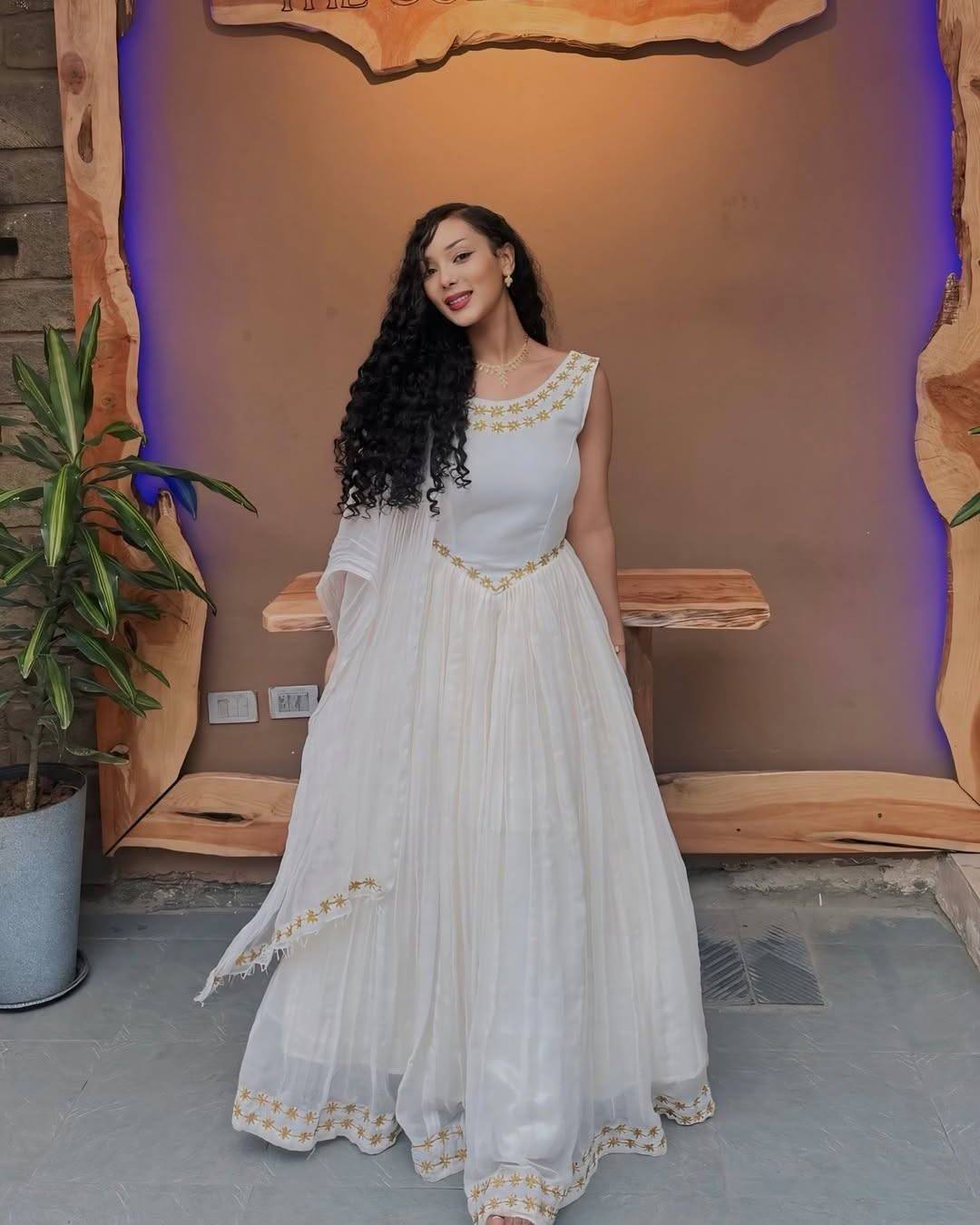 Sleeveless Habesha Kemis Simple Design Habesha Dress Minimalist Ethiopian Clothing 0089