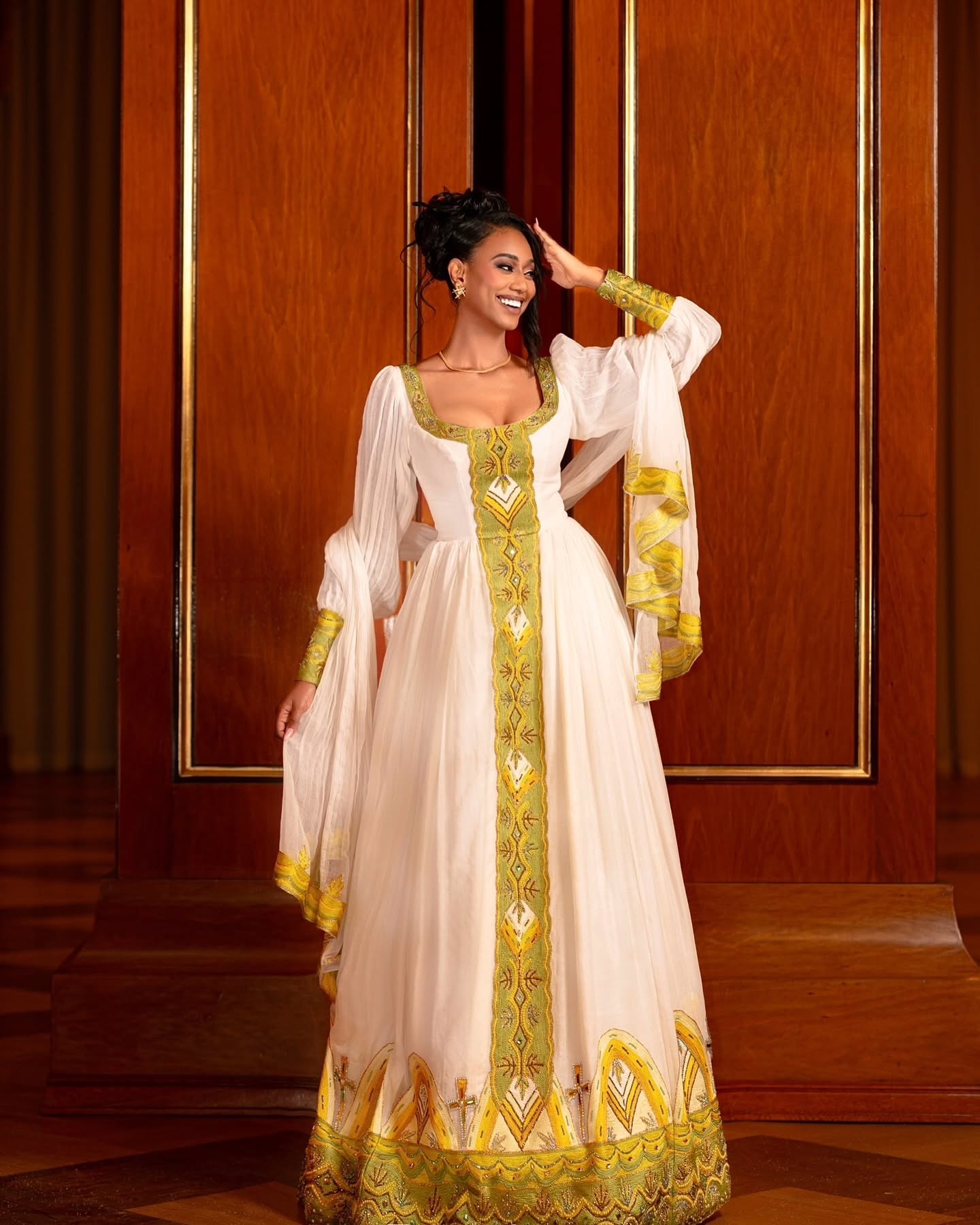 Ethiopian Traditional Dress Gold Embroidered Habesha Kemis & Cultural Attire Graceful Habesha Dress 156
