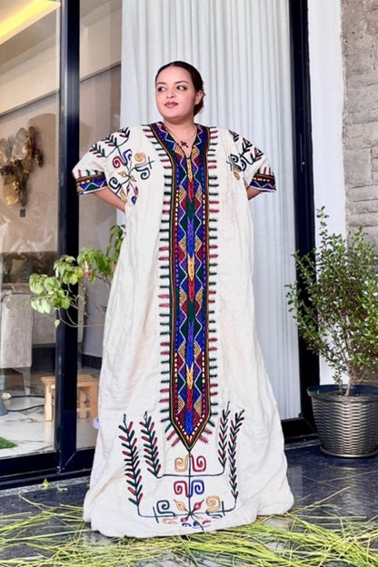 Traditional Habesha Dress Blue and Gold Embroidery Habesha Kemis  Stunning Ethiopian & Eritrean Clothing 153