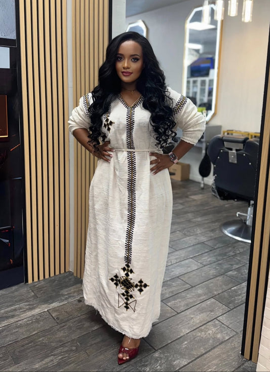 Cross Embroidery Habesha Dress Traditional Ethiopian Dress Simple Design Habesha Kemis 156