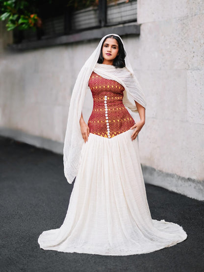 Sleeveless Habesha Kemis Online Elegant Ethiopian Traditional Dress Authentic Habesha Dress 204