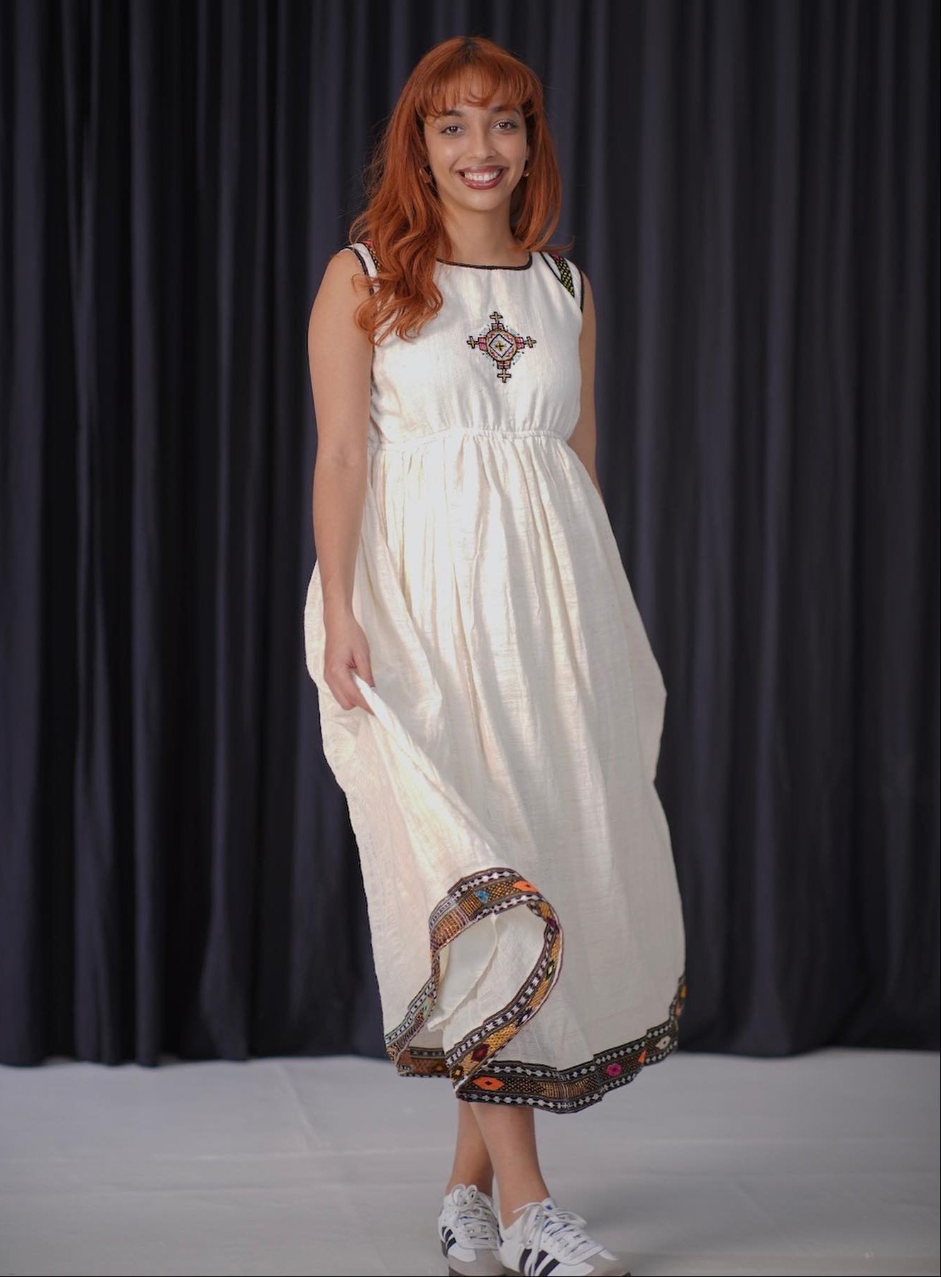Habesha Sleeveless Dress Traditional Ethiopian White Cultural Kemis
