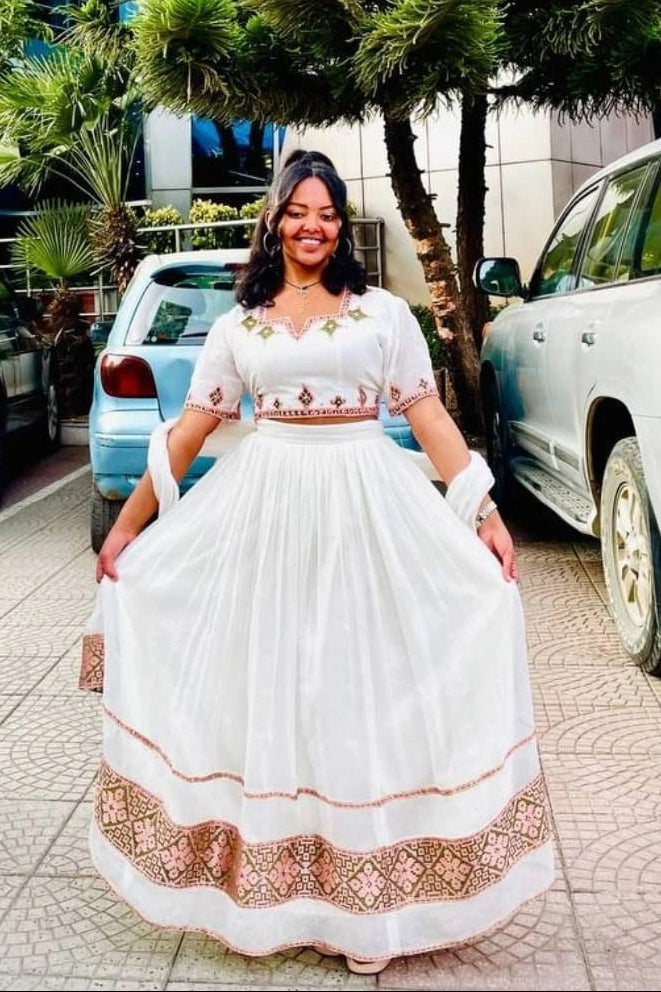 Traditional Ethiopian Clothing Elegant Habesha Kemis Online  Eritrean Dress Style