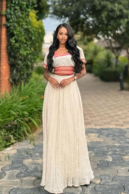 Short Sleeve Habesha Dress Stylish Traditional Ethiopian Clothing