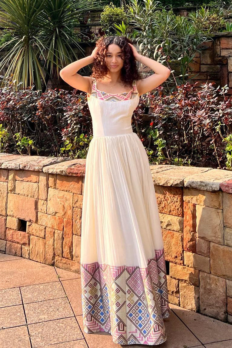 Timeless Habesha Kemis Multicolor Habesha Dress with Traditional Weaving Beautiful Habesha Dress 291
