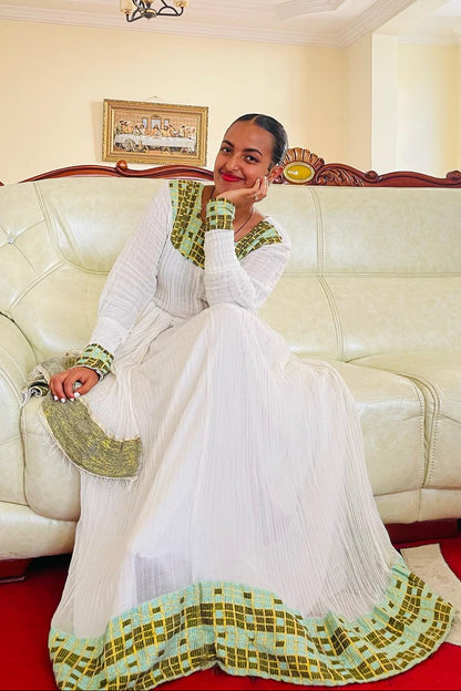 Habesha Kemis Elegant Habesha Dress in Traditional Ethiopian Clothing Style
