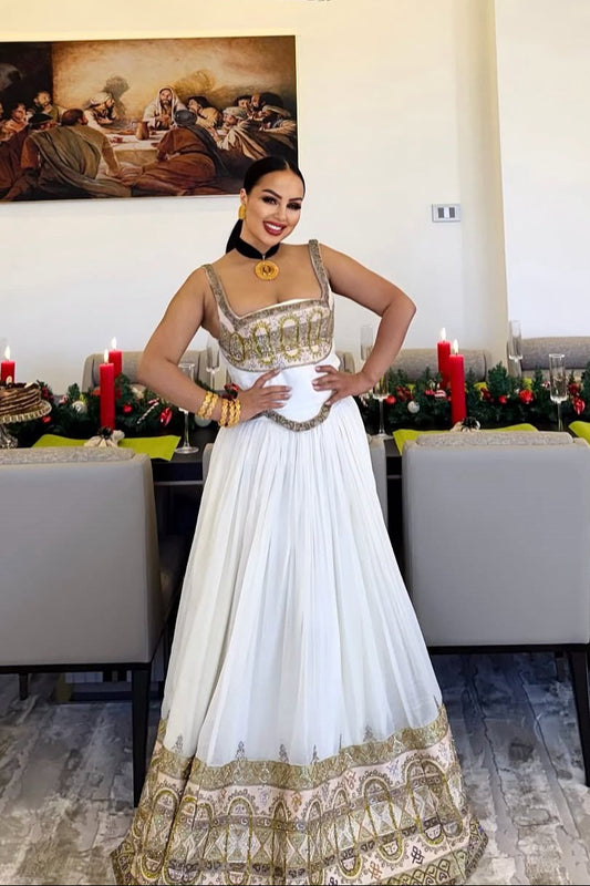 sleeveless ethiopian wedding dress traditional habesha style