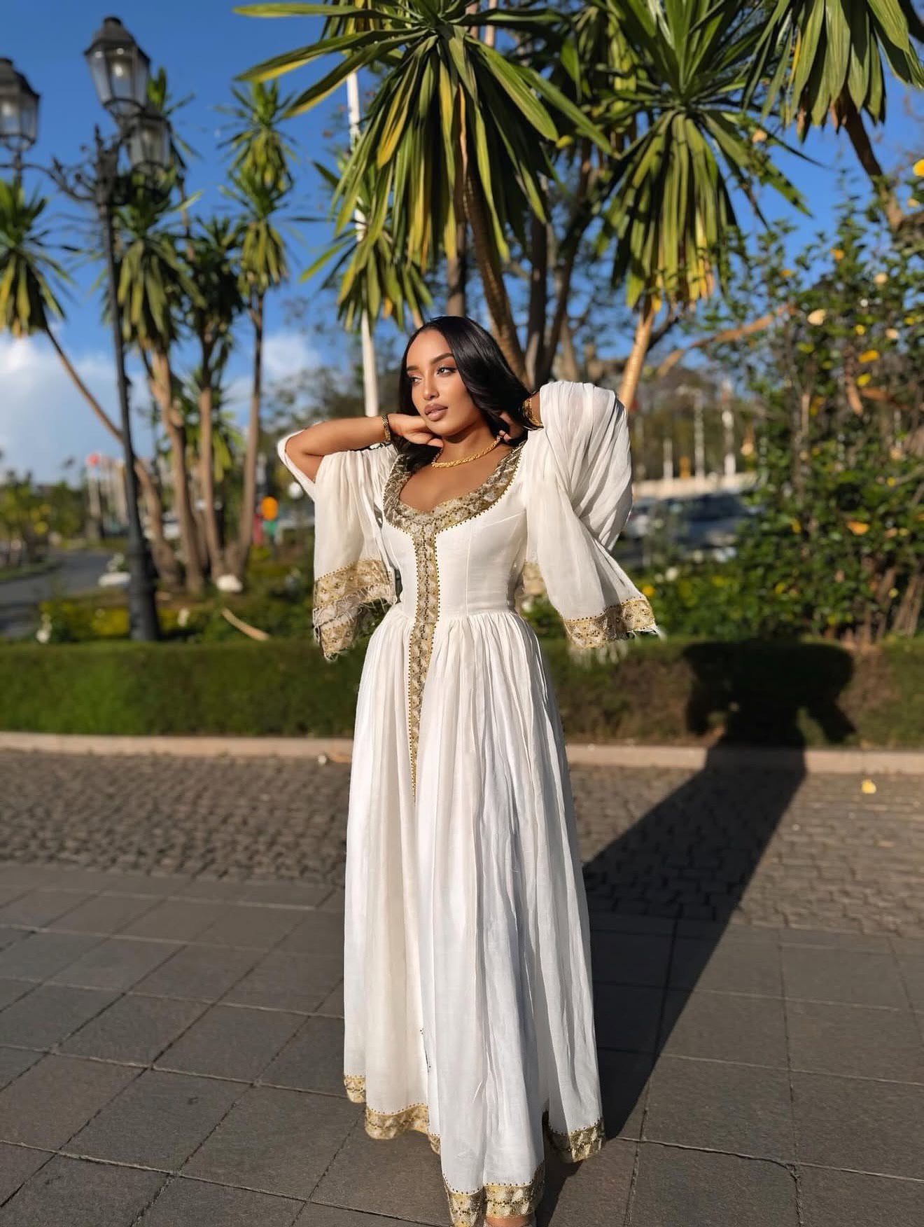 Puff Sleeve Habesha dress Vibrant Habesha Kemis Timeless Ethiopian Dress 460