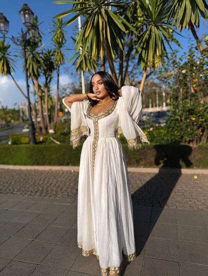 Puff Sleeve Habesha dress Vibrant Habesha Kemis Timeless Ethiopian Dress 460
