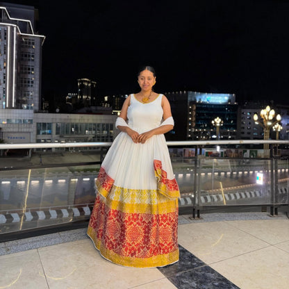 Sleeveless Habesha Traditional Dress Habesha Kemis with Red & Gold Border Habesha Dress For Festive 533
