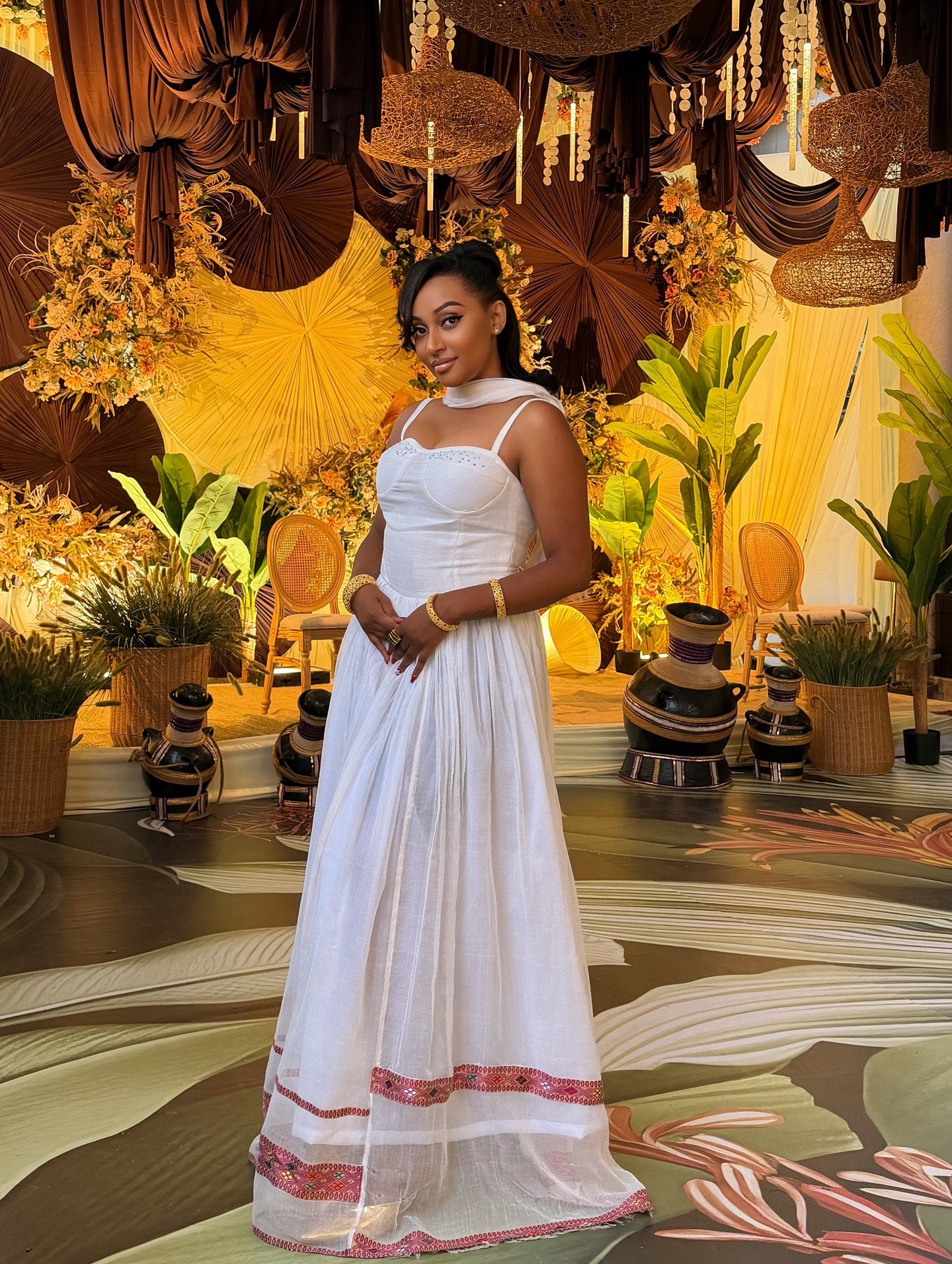 Sleeveless Habesha Kemis Simple Design Habesha Dress Stylish Traditional Ethiopian Clothing 535