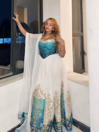 Graceful Habesha Dress for Wedding Celebrations Traditional Ethiopian Wedding Dress 539
