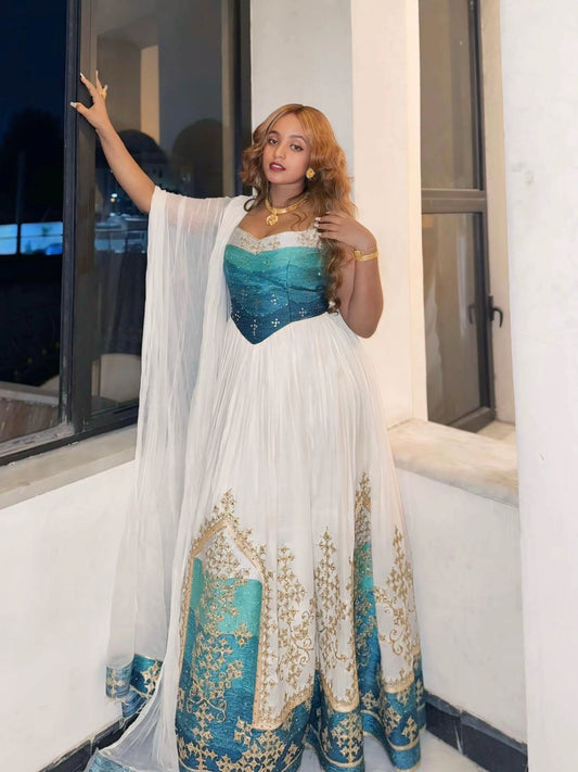 Graceful Habesha Dress for Wedding Celebrations Traditional Ethiopian Wedding Dress 539