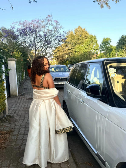 Sleeveless Habesha Kemis with Traditional Embroidery Graceful Habesha Dress Traditional Ethiopian Dress 542