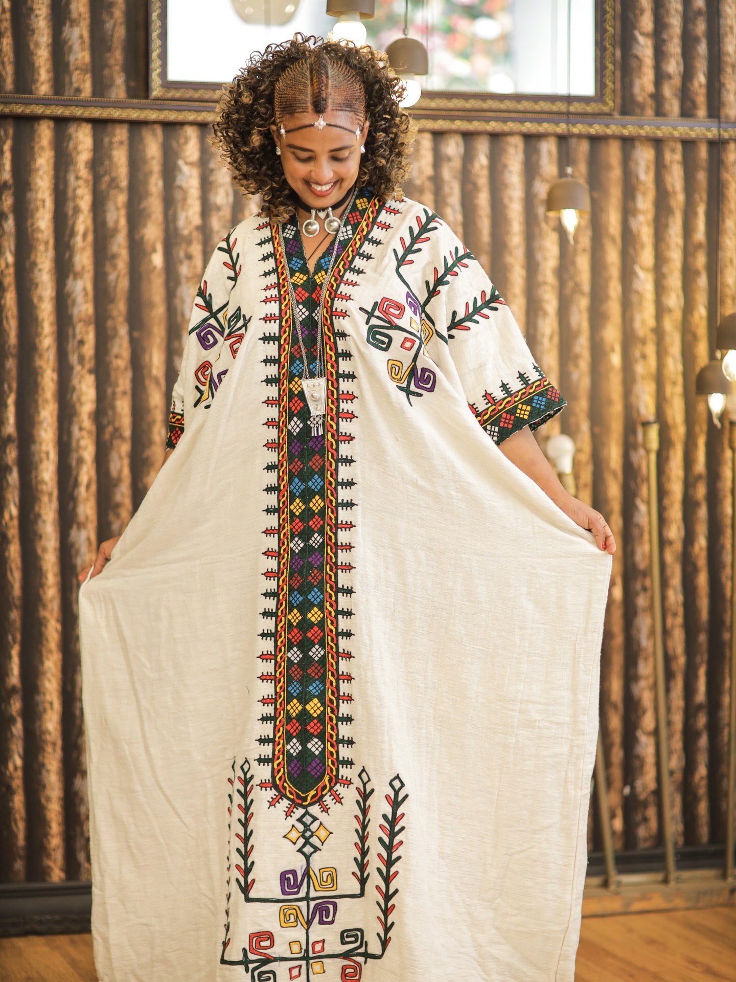 Ivory Habesha Dress Colorful Embroidery Habesha Kemis Timeless Ethiopian Clothing Style 566