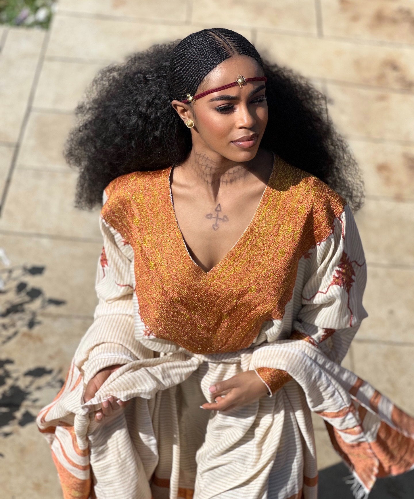 Handwoven Habesha Dress V-neckline Habesha Kemis Traditional Ethiopian And Eritrean Dress 578