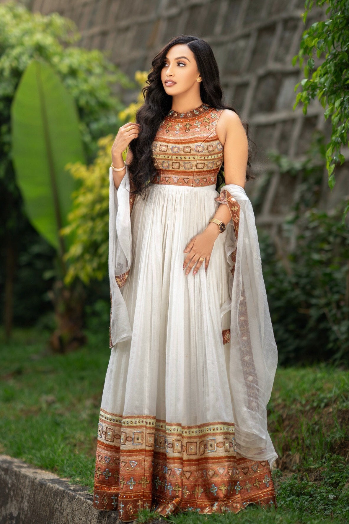 Sleeveless Ethiopian Wedding Dress Habesha Traditional Dress