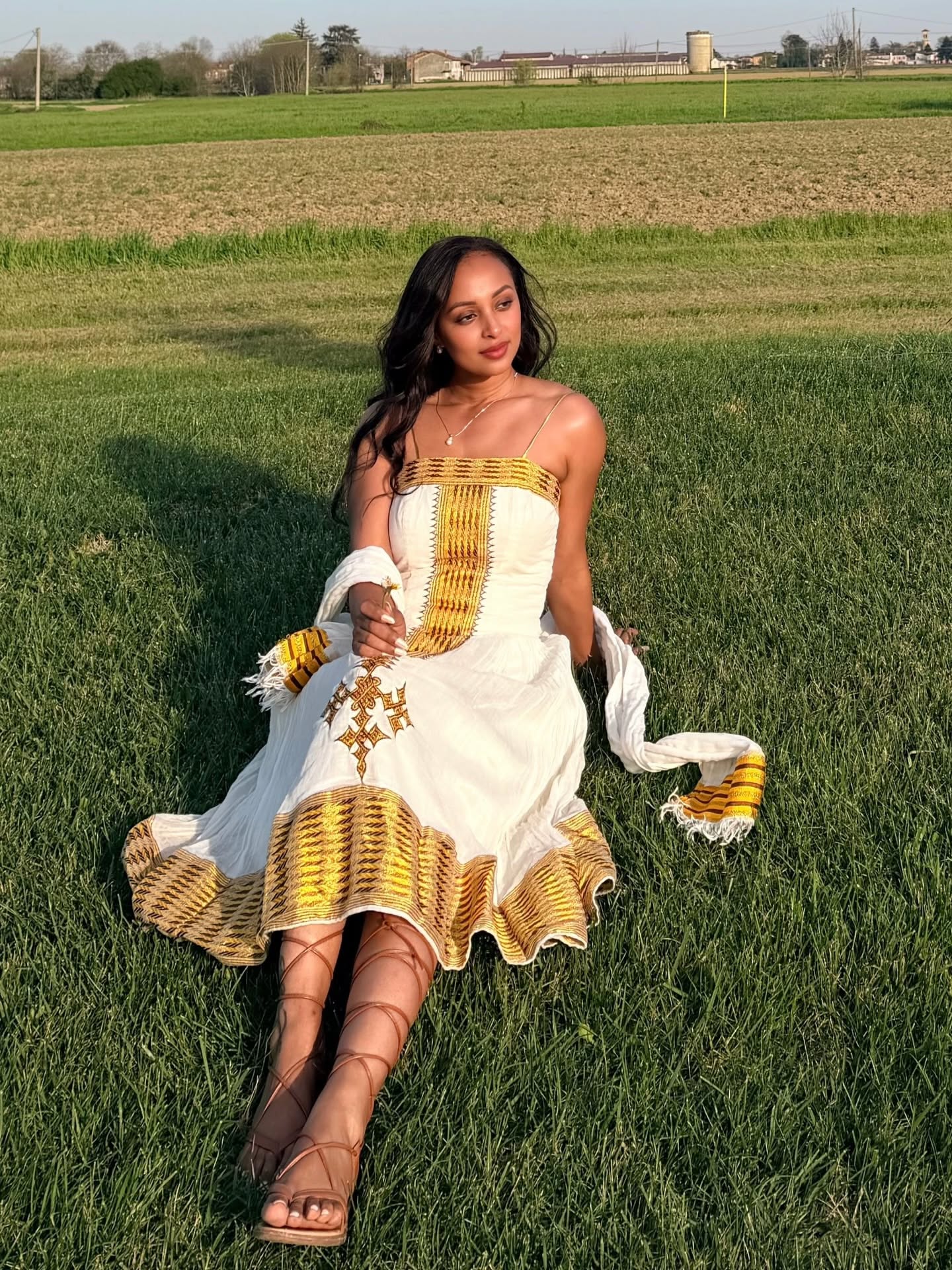 Sleeveless Habesha Kemis Golden Woven Design Habesha Dress Stylish Ethiopian Traditional Clothing 669