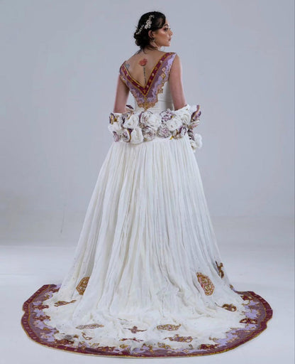 Gorgeous Ethiopian Wedding Dress Traditional Habesha Kemis Sleeveless Ethiopian Wedding Dress 115