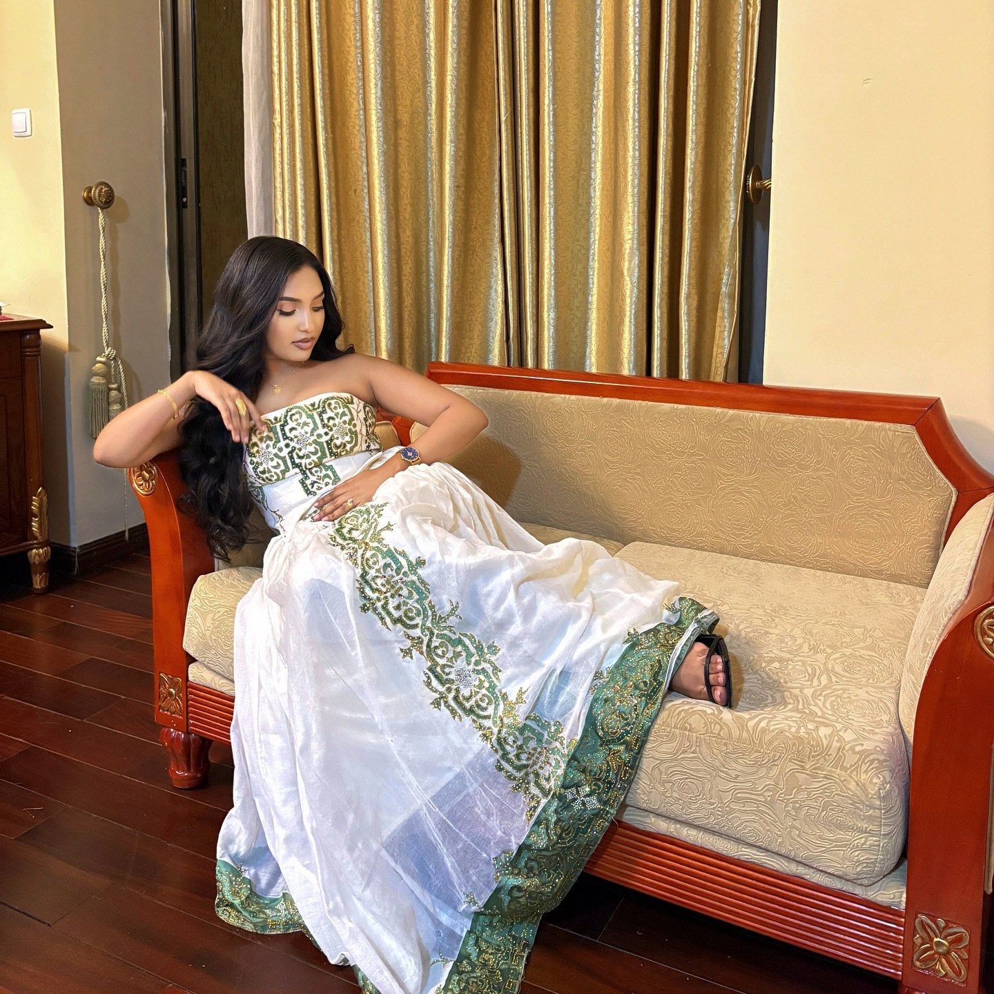 Strapless Ethiopian Traditional Dress Habesha Dress For Festive  Stunning Habesha Kemis 122