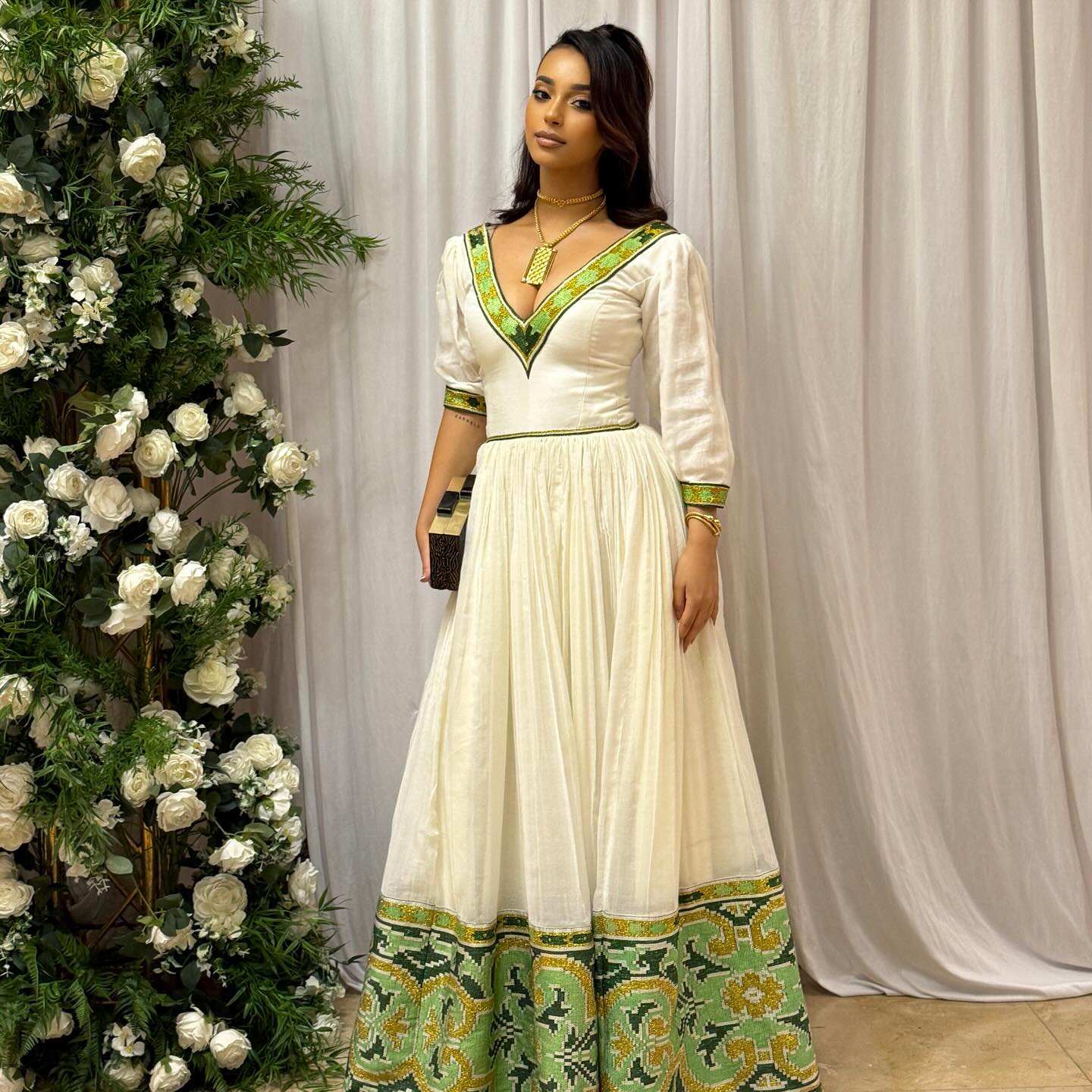 Classic Habesha Kemis Handwoven Ethiopian Dress Habesha Dress with Cultural Pattern 269