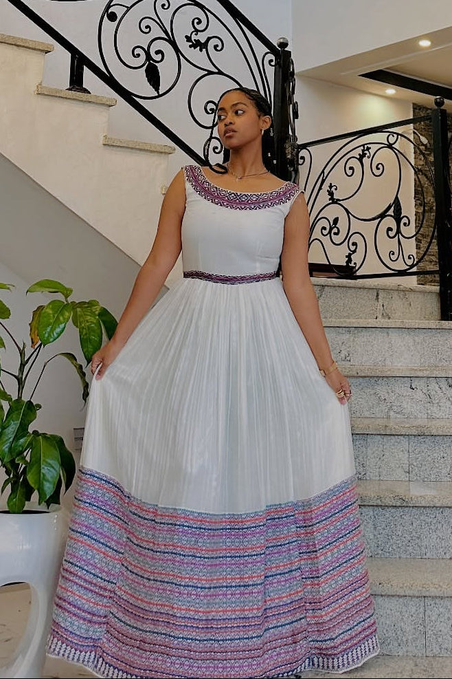 Sleeveless Habesha Kemis Crafted With Refined Ethiopian Tradition