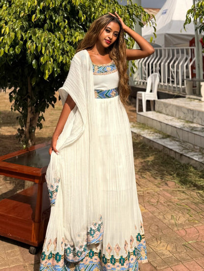 Multicolor Embroidery Habesha Kemis Classic Habesha Dress For Women Traditional Ethiopian Dress 375