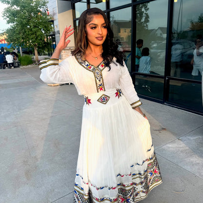 Multicolor Habesha Kemis Hand Woven Habesha Dress Traditional Ethiopian Dress 380