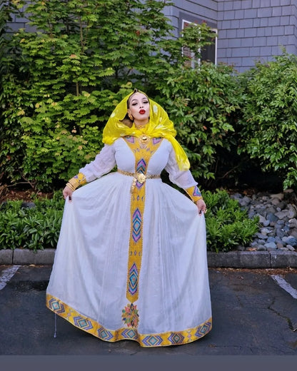 Authentic Habesha dress Long Sleeve Habesha Kemis Ethiopian Traditional Dress 423