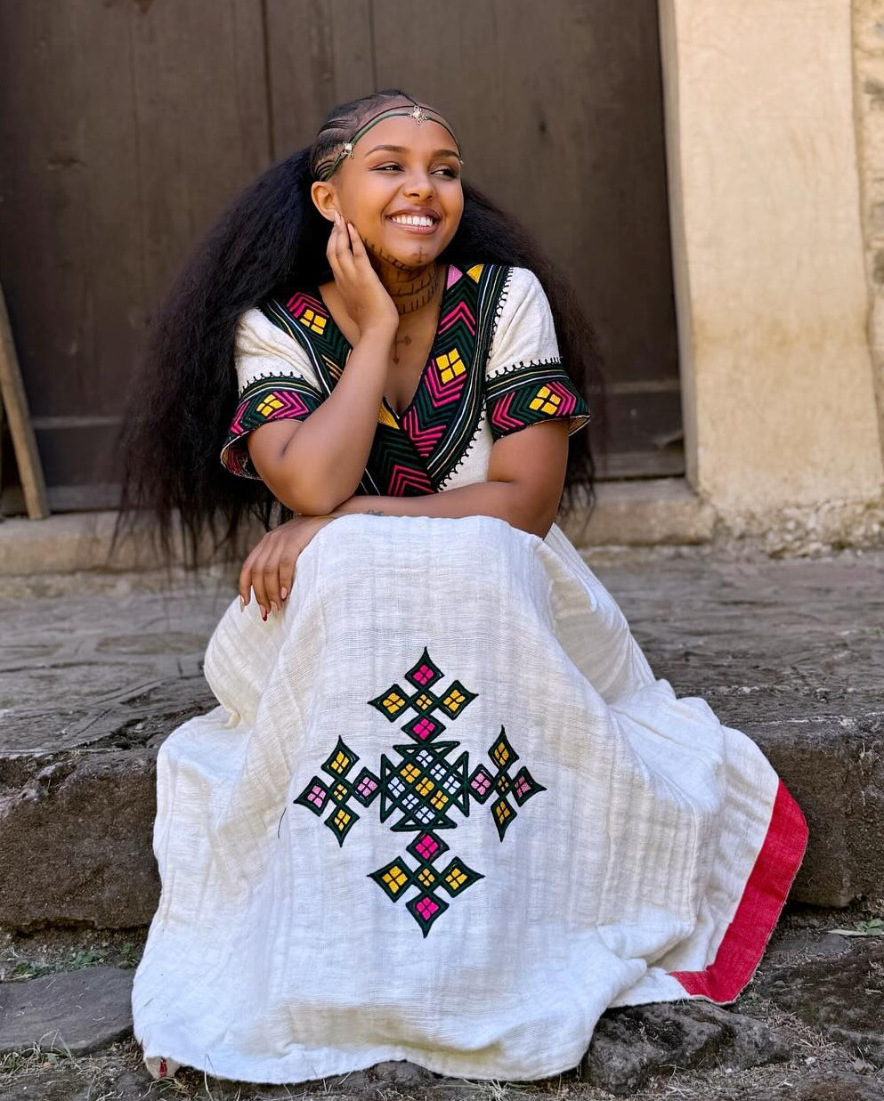 Short Sleeve Habesha Kemis Handmade Ethiopian Clothing Beautiful Habesha Dress 426