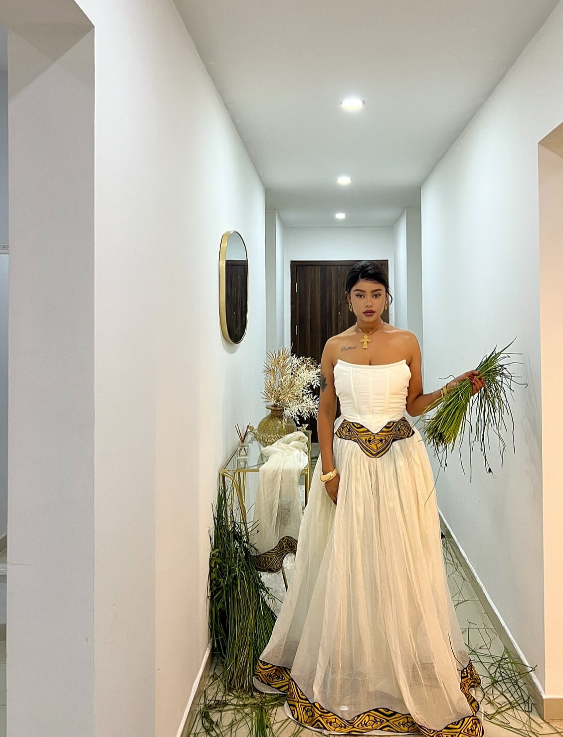 Strapless White Habesha Dress Timeless Elegance Habesha Kemis Stylish Ethiopian Clothing 432