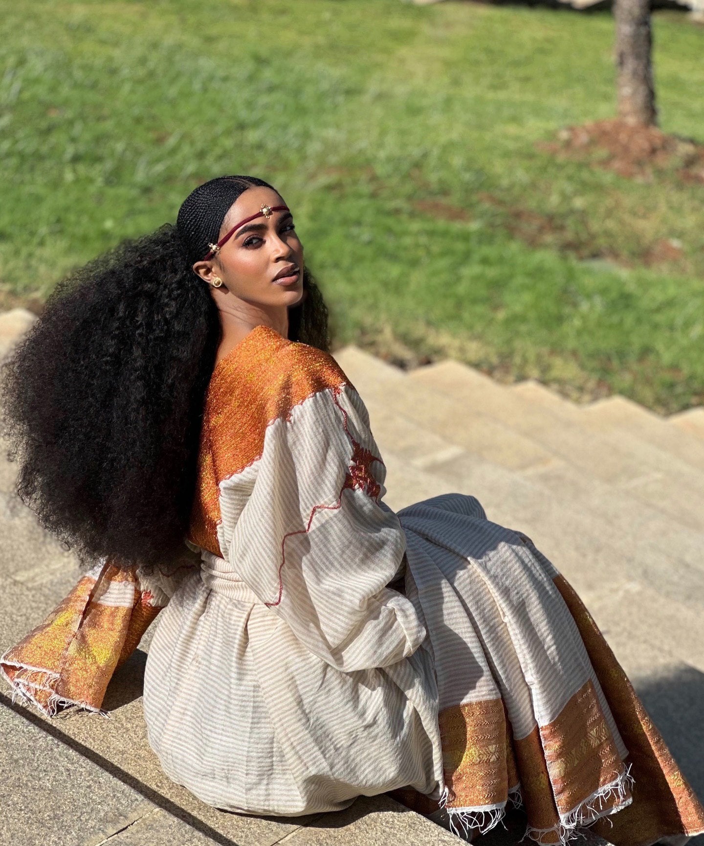 Handwoven Habesha Dress V-neckline Habesha Kemis Traditional Ethiopian And Eritrean Dress 578