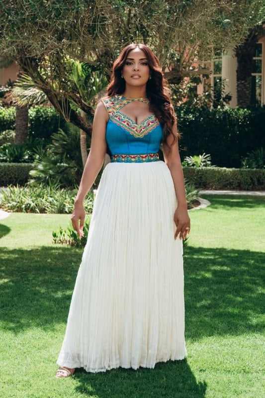 Sleeveless Habesha Kemis Ethiopian Traditional Dress
