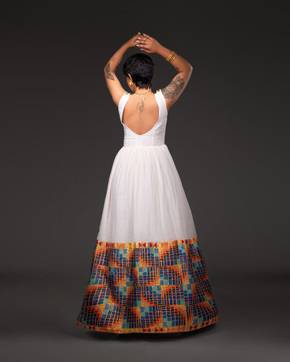 Multicolor Border Ethiopian Traditional Dress Graceful Habesha Dress Timeless Habesha Kemis 199