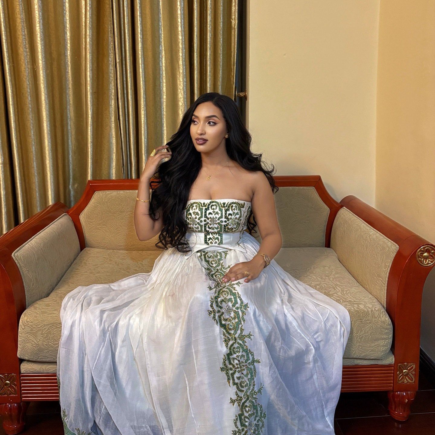 Strapless Ethiopian Traditional Dress Habesha Dress For Festive  Stunning Habesha Kemis 122