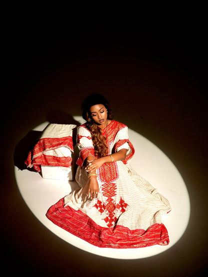 Timeless Habesha Kemis Red Embroidery Habesha Dress Traditional Ethiopian Clothing 584