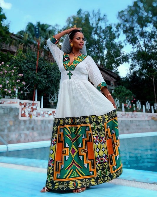 Colorful Pattern Habesha Dress