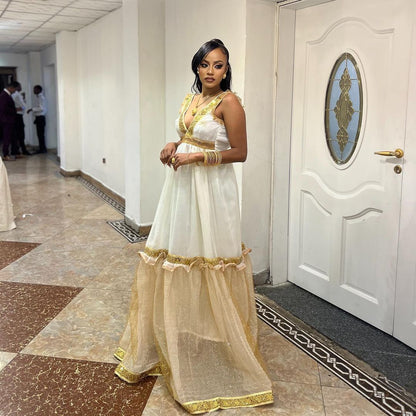 Shiny Modern Elegant Habesha Kemis Simple Habesha Dress