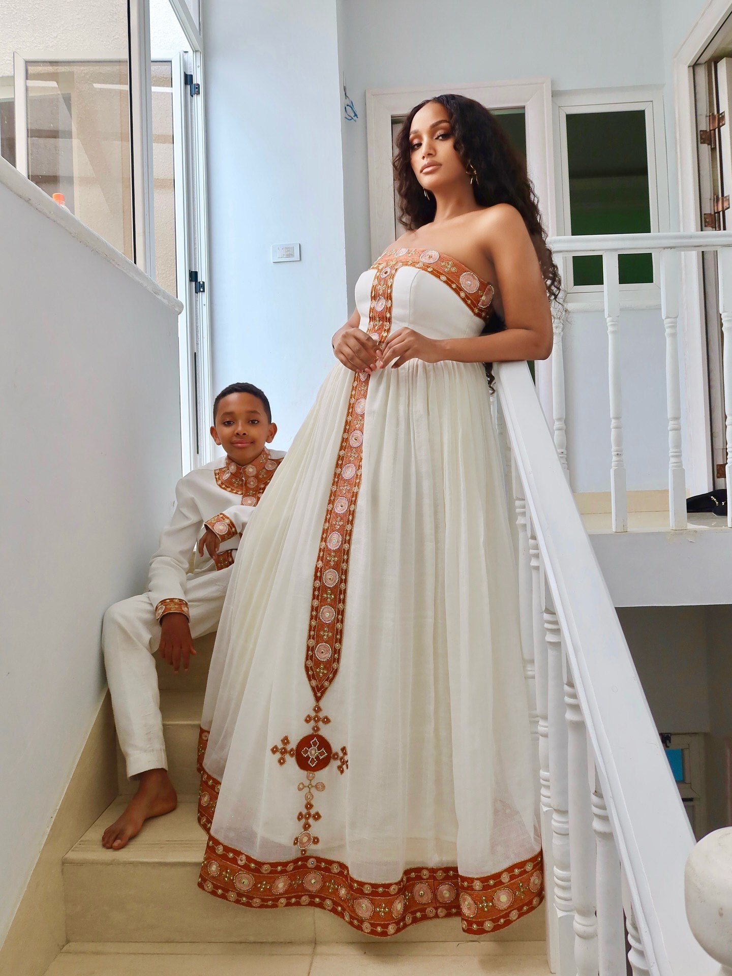 Strapless Habesha Kemis Red and Gold Embroidery Habesha Dress Elegant Ethiopian Clothing 200
