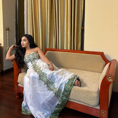Strapless Ethiopian Traditional Dress Habesha Dress For Festive  Stunning Habesha Kemis 122