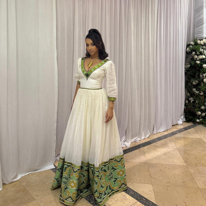 Classic Habesha Kemis Handwoven Ethiopian Dress Habesha Dress with Cultural Pattern 269
